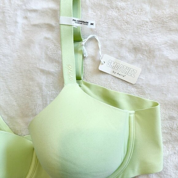 NWT Smoothez by Aerie Full Coverage Lightly Lined Bra in Light Green - 38C - Picture 5 of 8